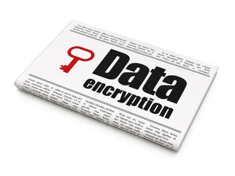 Privacy concept: newspaper with Data Encryption and Key Stock Illustration