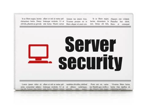 Privacy concept: newspaper with Server Security and Computer Pc 스톡 일러스트