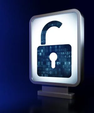 Privacy concept: Opened Padlock on billboard background Stock Illustration