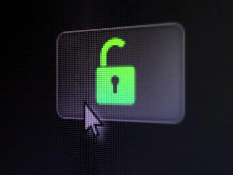 Privacy concept: Opened Padlock on digital button background Stock Illustration