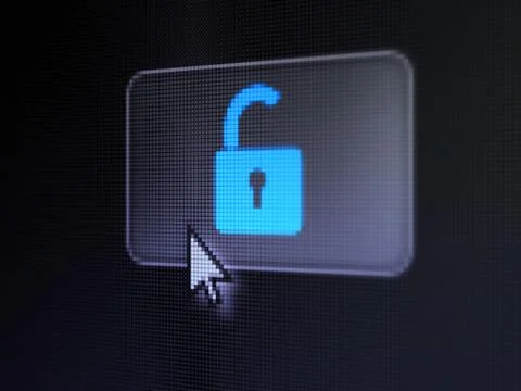 Privacy concept: Opened Padlock on digital button background Stockillustratie