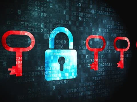 Privacy concept: Padlock And Key on digital background Stockillustratie