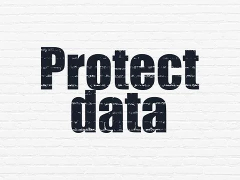 Privacy concept: Protect Data on wall background Stock Illustration