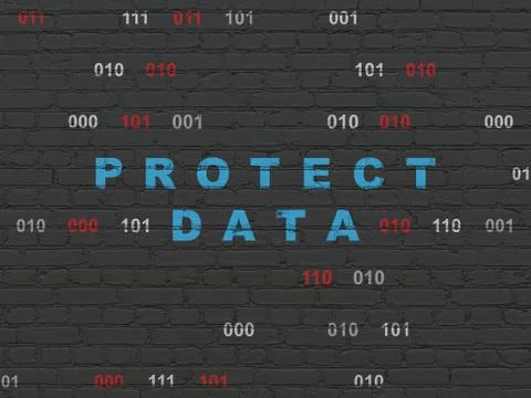 Privacy concept: Protect Data on wall background Stock Illustration