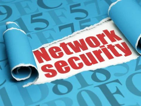 Privacy concept: red text Network Security under the piece of  torn paper Stock Illustration