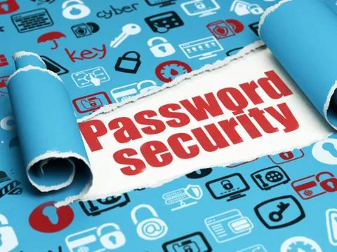 Privacy concept: red text Password Security under the piece of  torn paper Stock Illustration