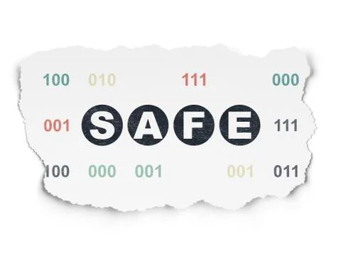 Privacy concept: Safe on Torn Paper background Stock-Illustration