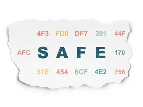 Privacy concept: Safe on Torn Paper background Stock Illustration