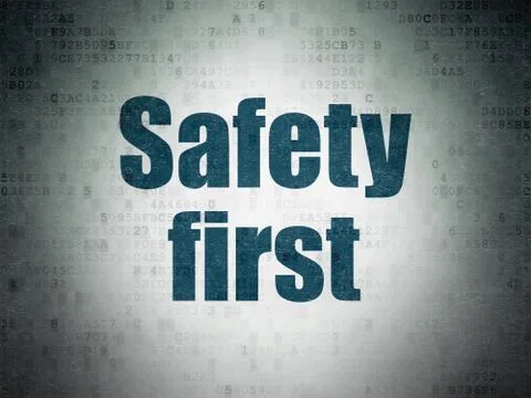 Privacy concept: Safety First on Digital Data Paper background Illustrazione stock