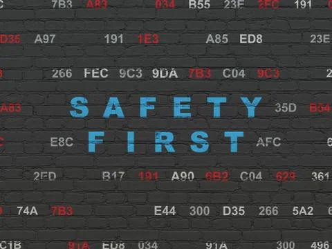 Privacy concept: Safety First on wall background Stock Illustration
