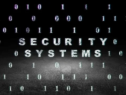 Privacy concept: Security Systems in grunge dark room Illustrazione stock