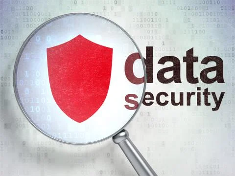 Privacy concept: Shield and Data Security with optical glass Stock Illustration