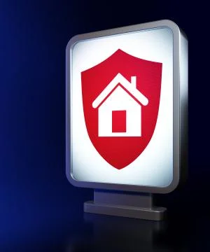 Privacy concept: Shield on billboard background 库存插图