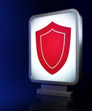 Privacy concept: Shield on billboard background Stock Illustration