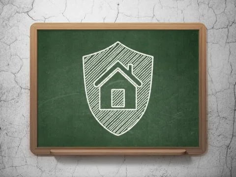 Privacy concept: Shield on chalkboard background Illustrazione stock
