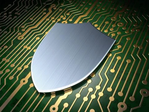 Privacy concept: Shield on circuit board background Illustrazione stock