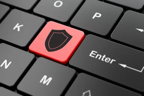 Privacy concept: Shield on computer keyboard background 스톡 일러스트