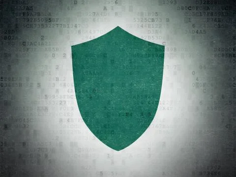 Privacy concept: Shield on Digital Data Paper background 库存插图