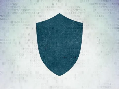 Privacy concept: Shield on Digital Paper background Illustrazione stock