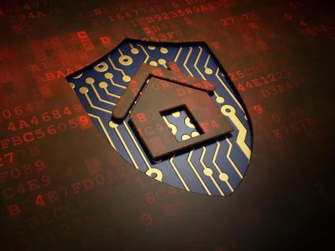 Privacy concept: Shield on digital screen background Illustrazione stock