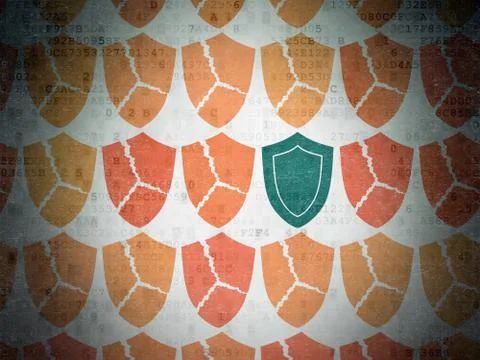 Privacy concept: shield icon on Digital Data Paper background Stock Illustration