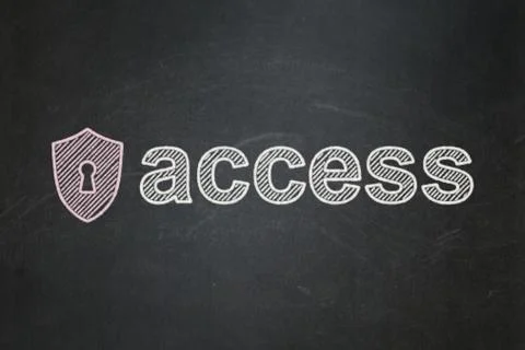 Privacy concept: Shield With Keyhole and Access on chalkboard Illustrazione stock
