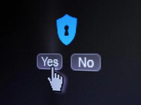 Privacy concept: Shield With Keyhole on digital computer screen Illustrazione stock