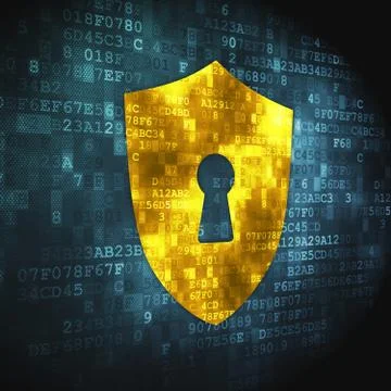 Privacy concept: Shield With Keyhole on digital background Stockillustratie