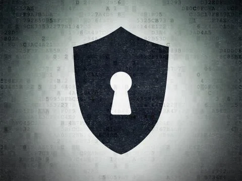 Privacy concept: Shield With Keyhole on Digital Data Paper background イラスト素材