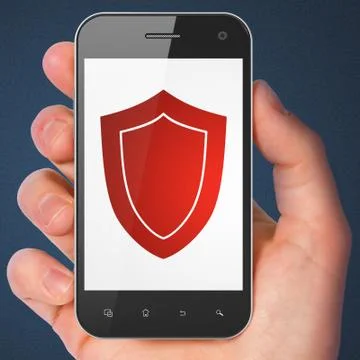 Privacy concept: Shield on smartphone Illustrazione stock