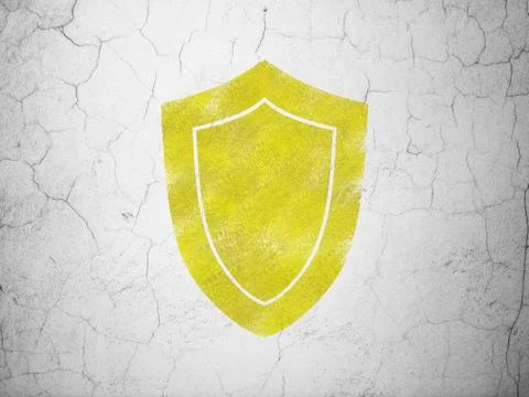 Privacy concept: Shield on wall background Stock Illustration