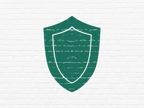 Privacy concept: Shield on wall background イラスト素材
