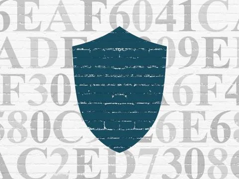 Privacy concept: Shield on wall background Ilustración de archivo