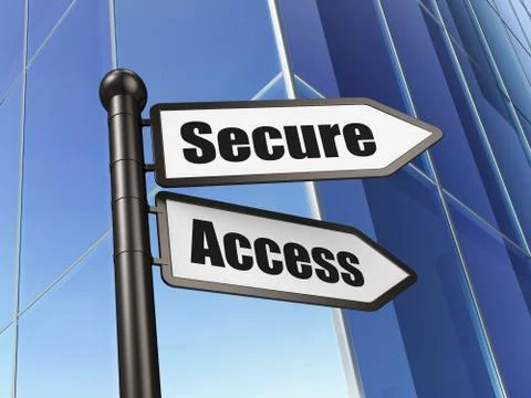 Privacy concept: sign Secure Access on Building background Stock-Illustration