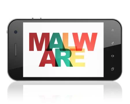 Privacy concept: Smartphone with Malware on  display Illustrazione stock