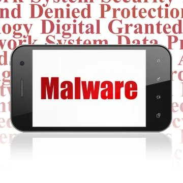 Privacy concept: Smartphone with Malware on display Stock Illustration