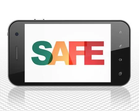 Privacy concept: Smartphone with Safe on  display Illustrazione stock
