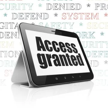 Privacy concept: Tablet Computer with Access Granted on display Stock Illustration
