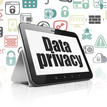 Privacy concept: Tablet Computer with Data Privacy on display Illustrazione stock
