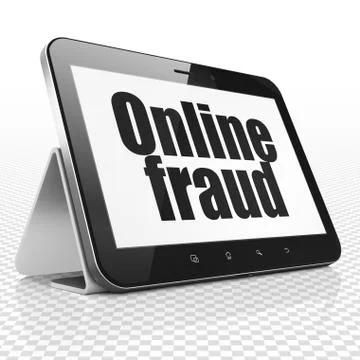 Privacy concept: Tablet Computer with Online Fraud on display Stock Illustration