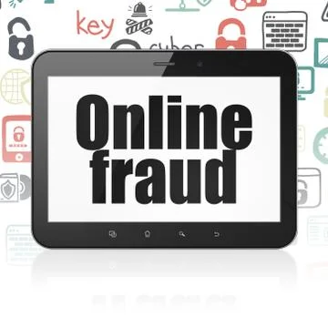 Privacy concept: Tablet Computer with Online Fraud on display Stockillustratie