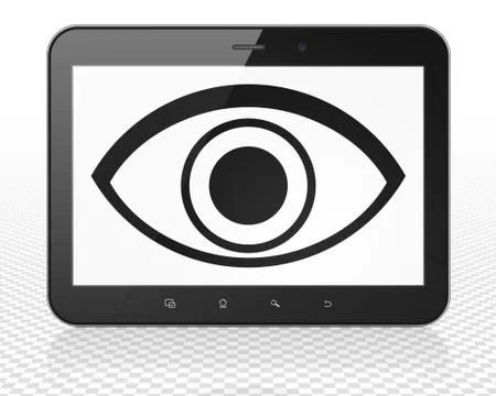 Privacy concept: Tablet Pc Computer with Eye on display イラスト素材
