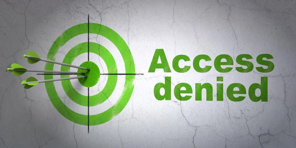 Privacy concept: target and Access Denied on wall background Stock Illustration
