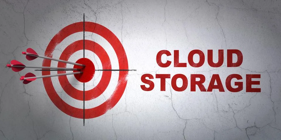 Privacy concept: target and Cloud Storage on wall background Illustrazione stock