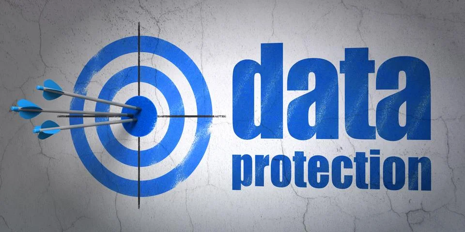 Privacy concept: target and Data Protection on wall background Stock Illustration