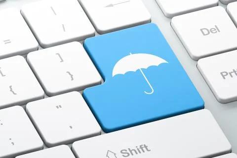 Privacy concept: Umbrella on computer keyboard background 스톡 일러스트