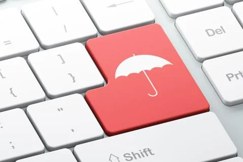 Privacy concept: Umbrella on computer keyboard background 스톡 일러스트