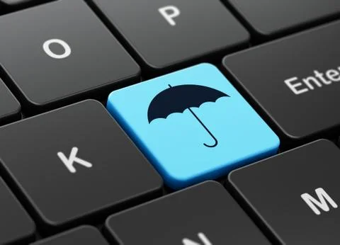 Privacy concept: Umbrella on computer keyboard background Illustrazione stock