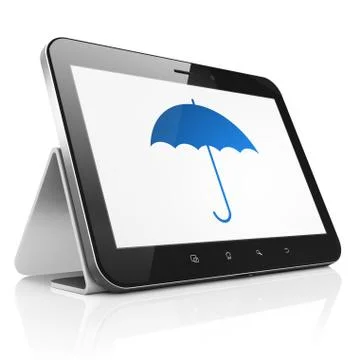 Privacy concept: Umbrella on tablet pc computer Stockillustratie