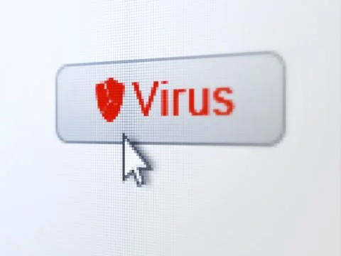 Privacy concept: Virus and Broken Shield on digital button background Stock Illustration